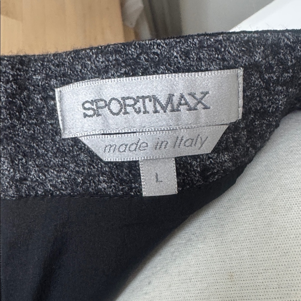 Sportmax Grey Knit Pencil Skirt with Leather Trim – Made in Italy – Size L - Picture 5 of 7